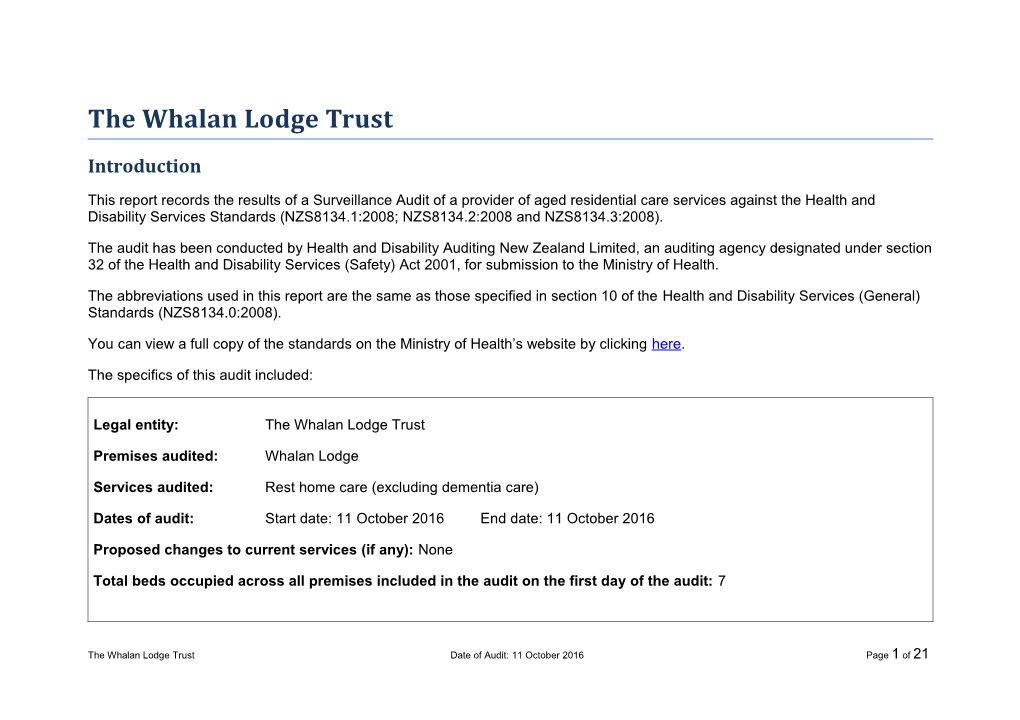 The Whalan Lodge Trust