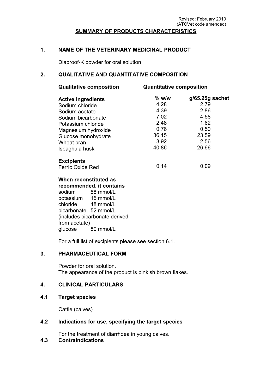 SUMMARY of PRODUCT CHARACTERISTICS (Smpc)