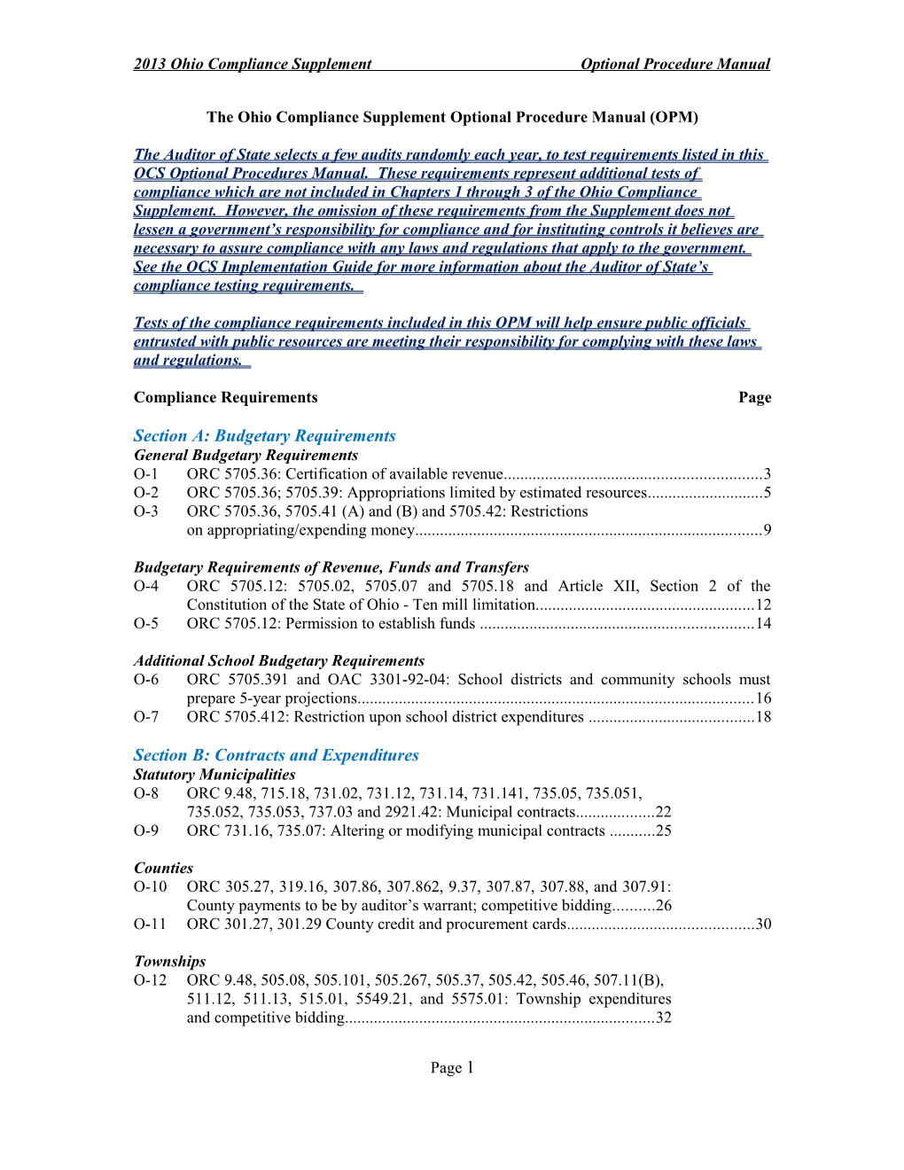 2013 Ohio Compliance Supplementoptional Procedure Manual