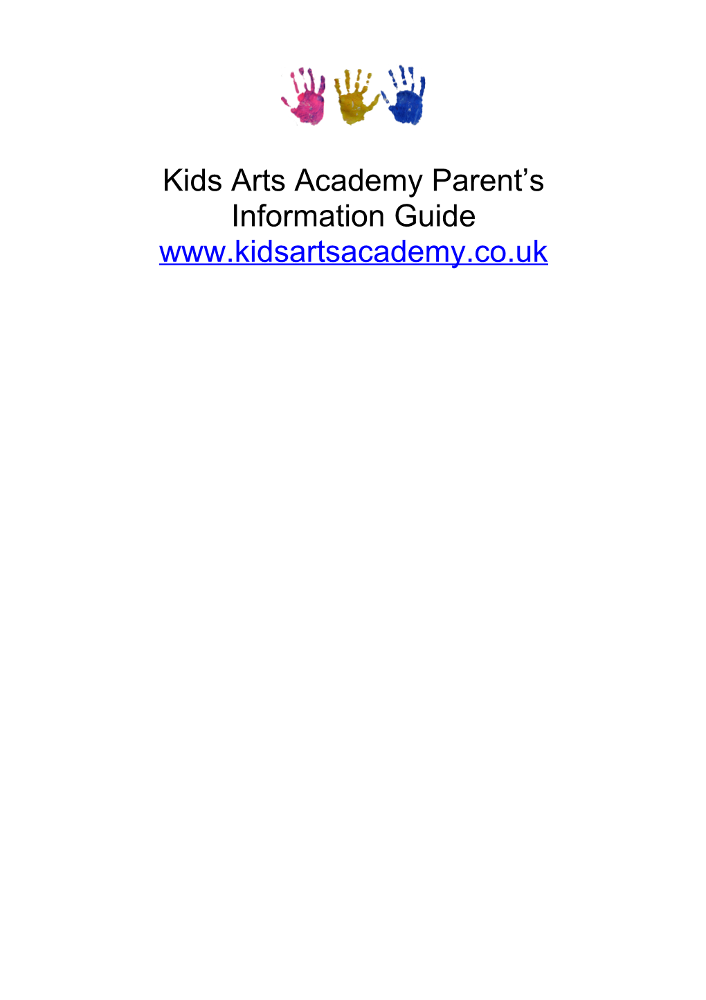 Parent Info for the Kids Arts Academy