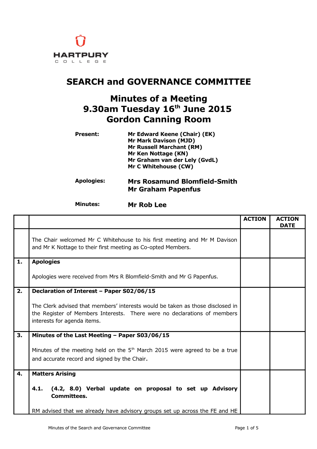 SEARCH and GOVERNANCE COMMITTEE