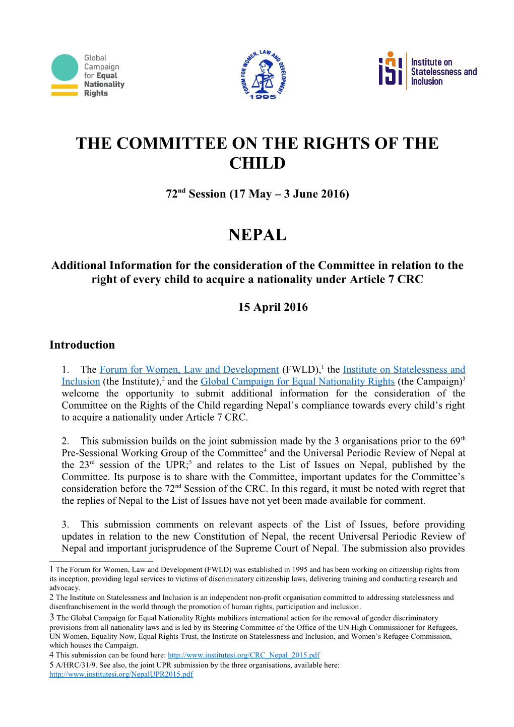 The Committee on the Rights of the Child