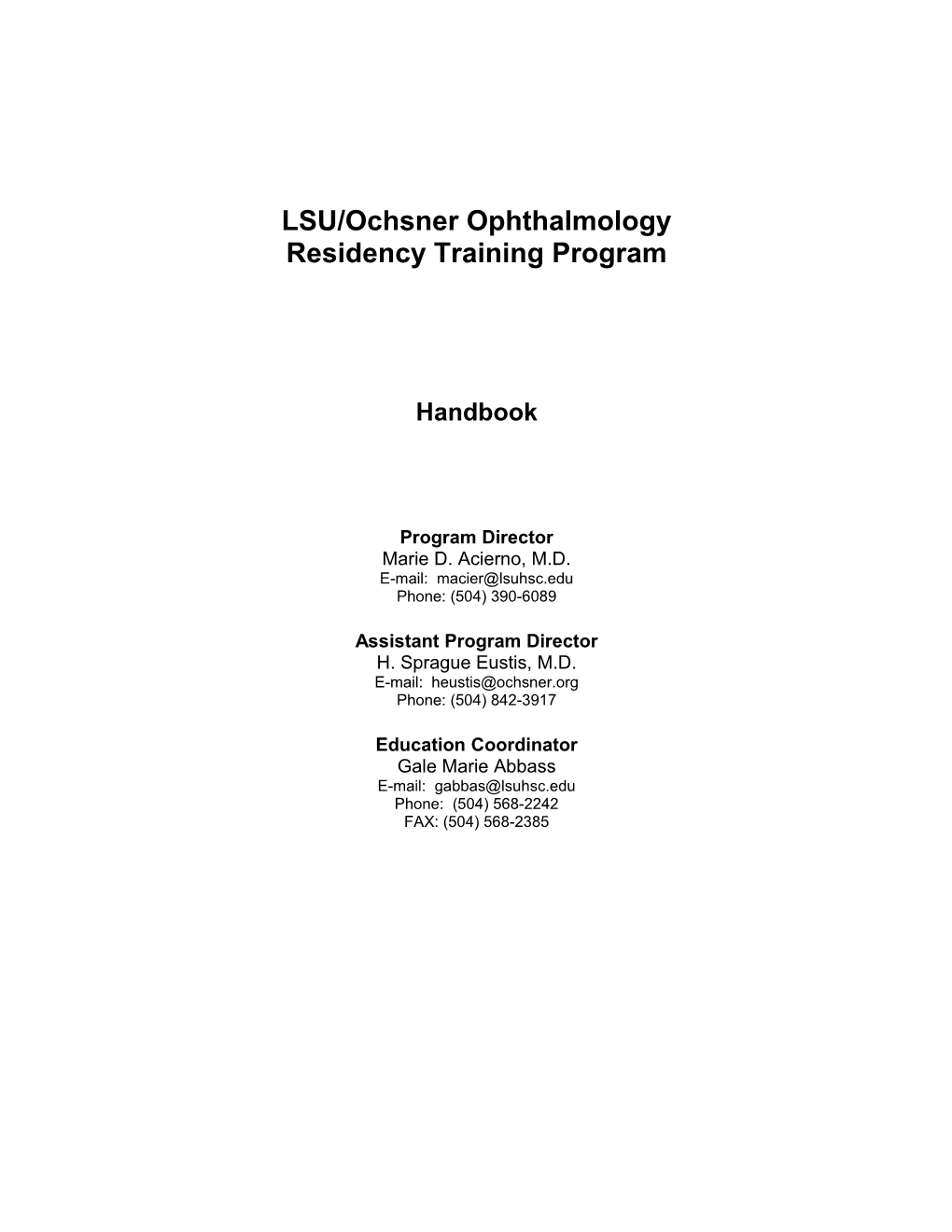 LSU/Ochsner Ophthalmology