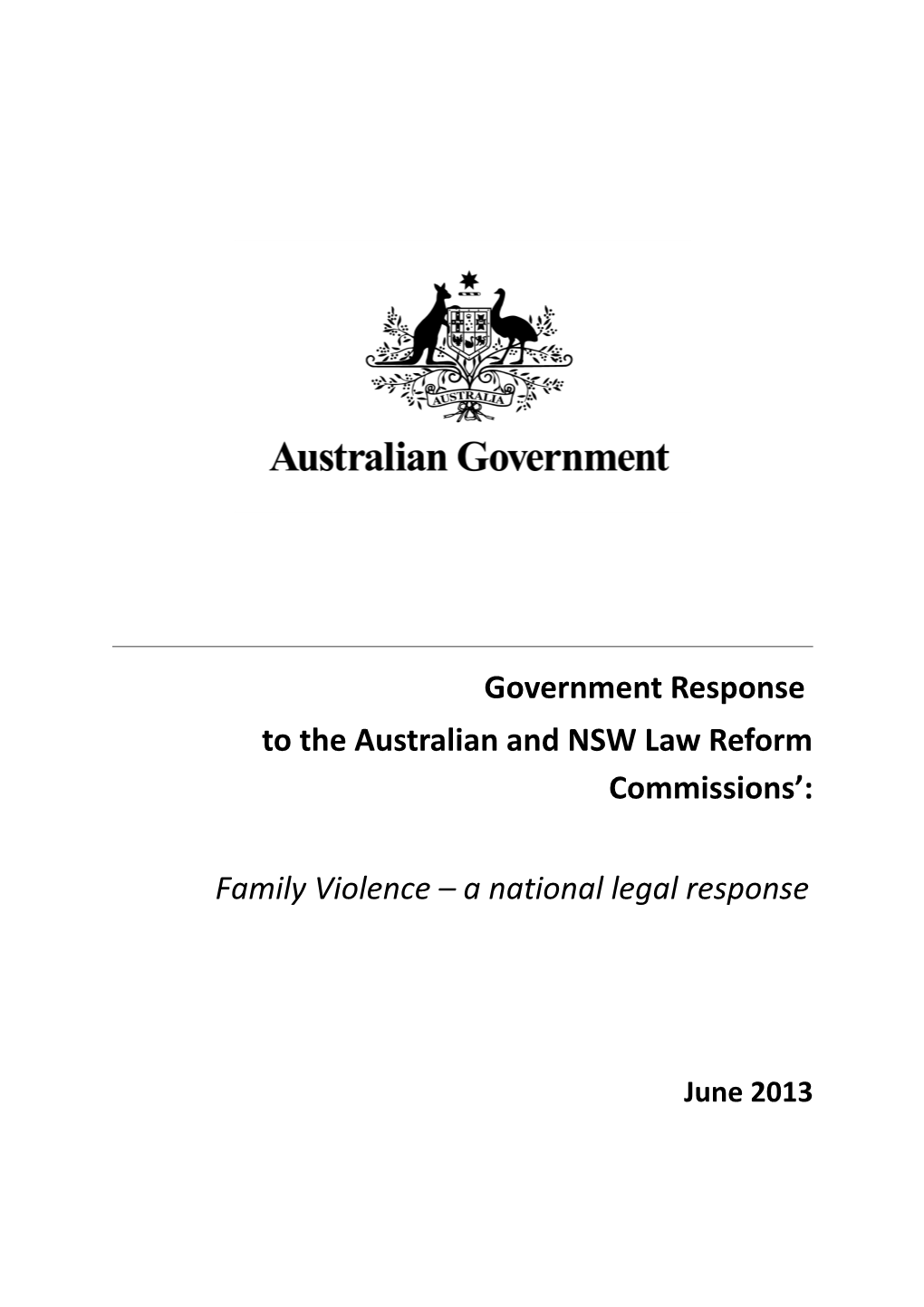 Australian Government Response to the Australian and NSW Law Reform Commission Report Family