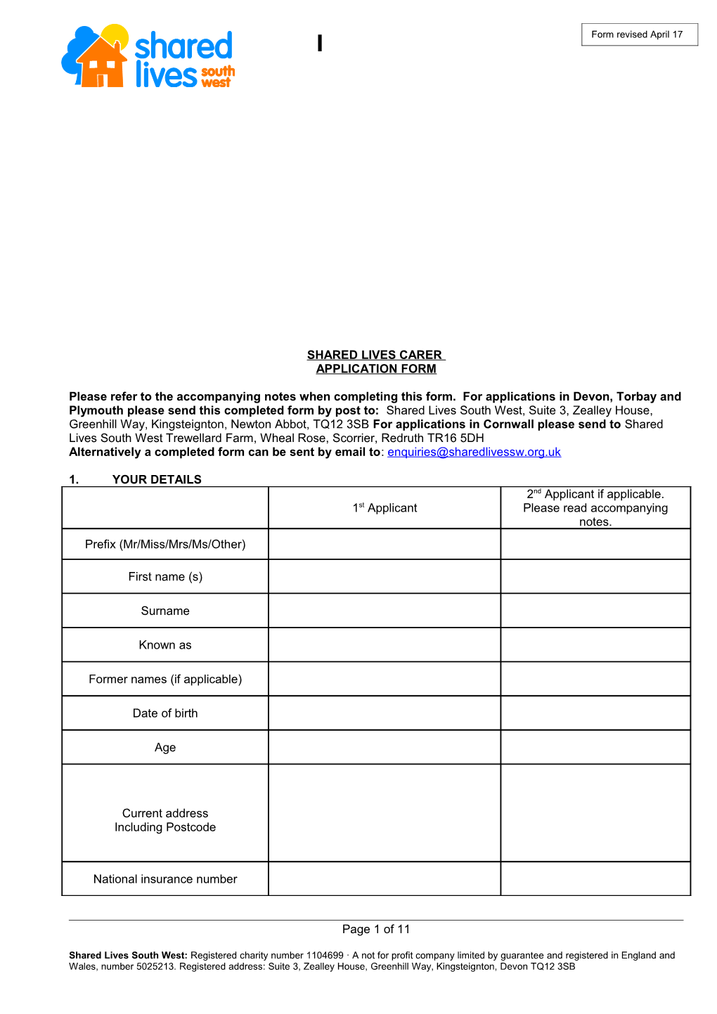 Placement Provider Application Form