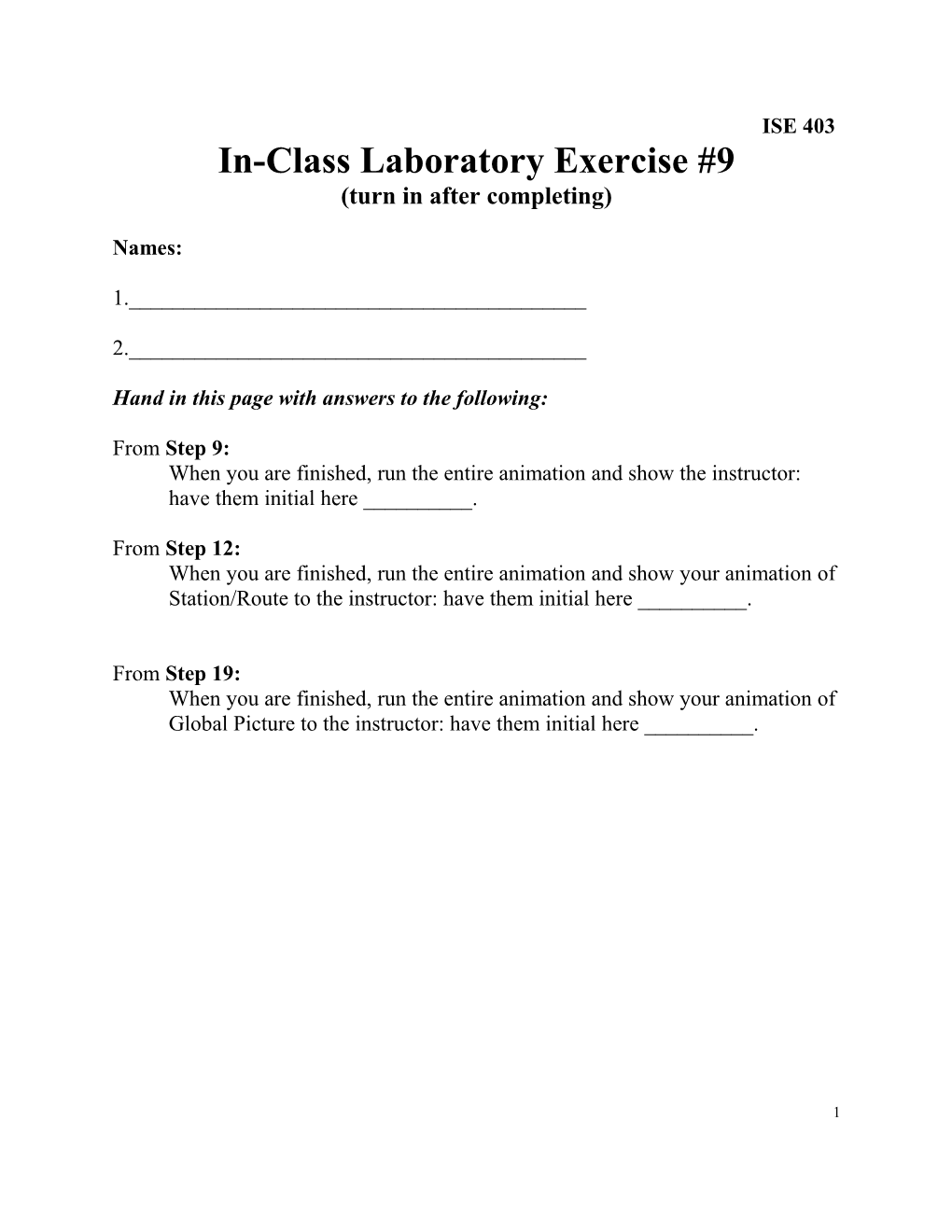 In-Class Laboratory Exercise #8