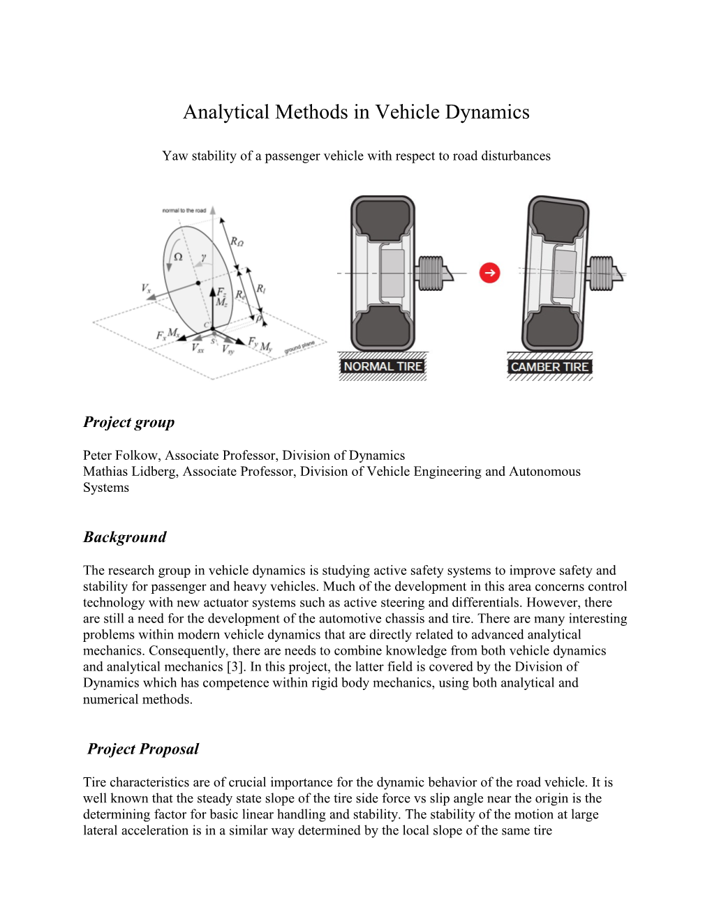 Analytical Methods in Vehicle Dynamics