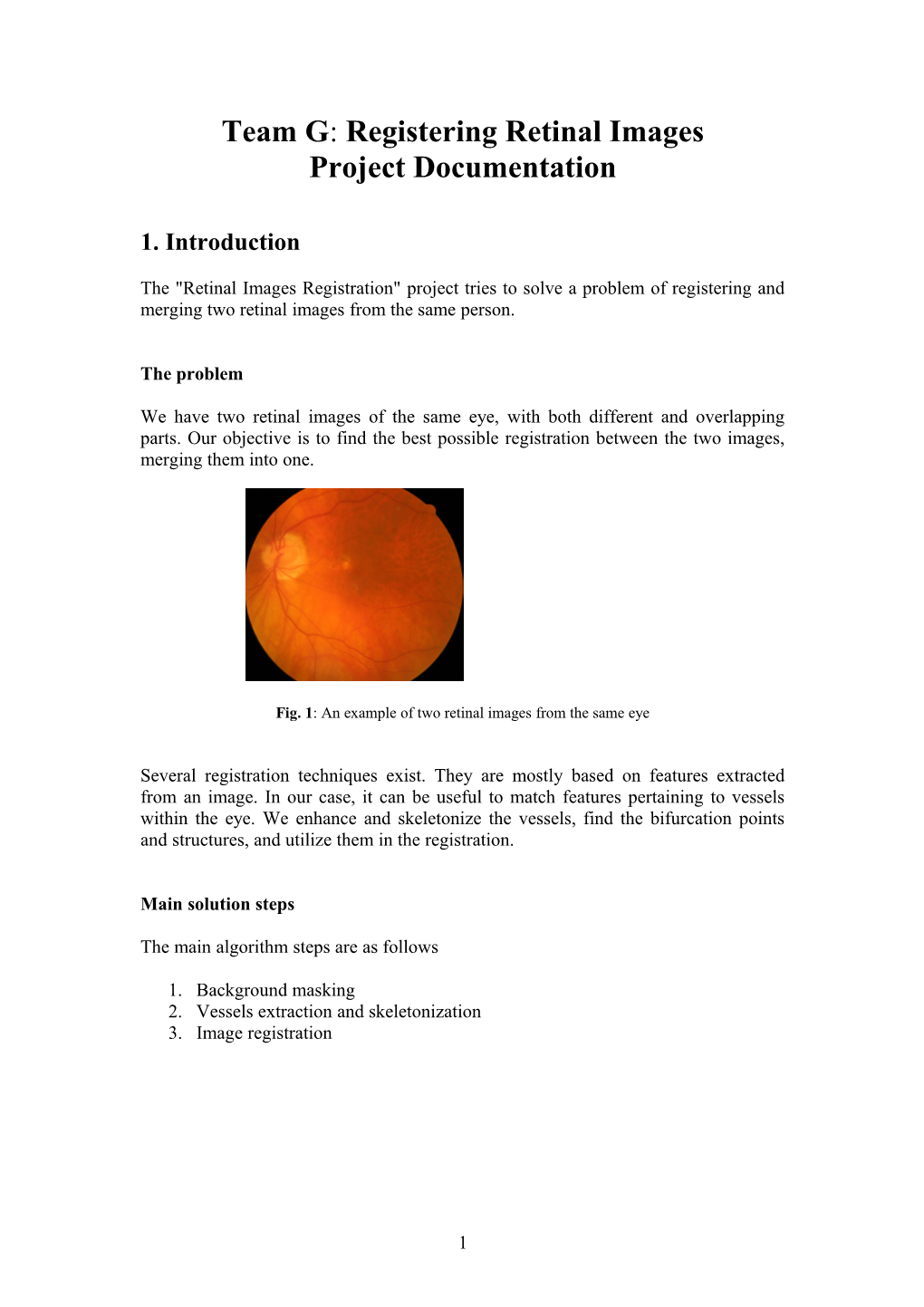 Team G:Registering Retinal Images