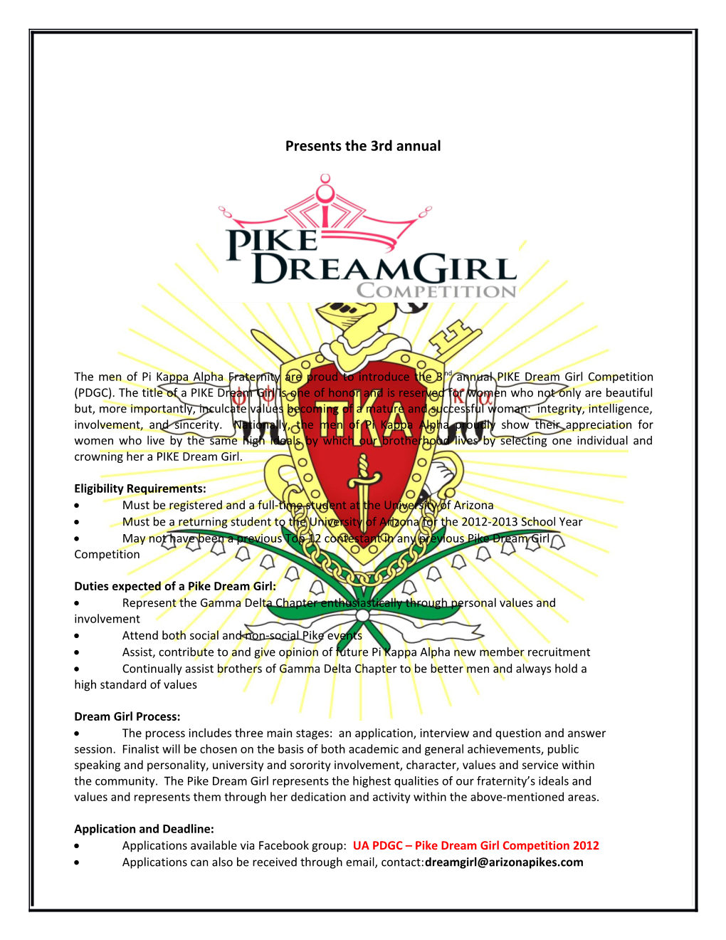 Pi Kappa Alpha Fraternity Presents the First Annualpike Dream Girl Competitionfirefighters