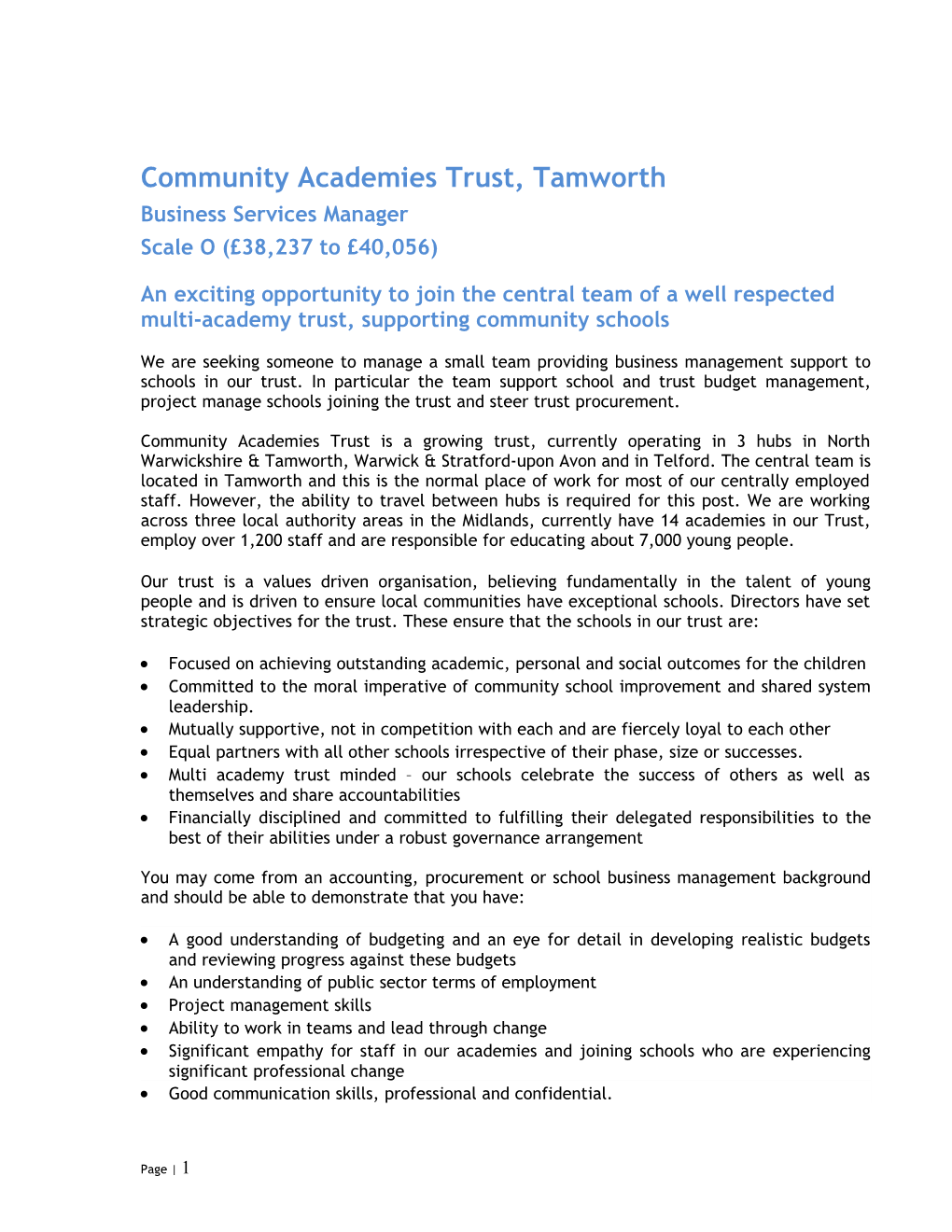 Community Academies Trust, Tamworth