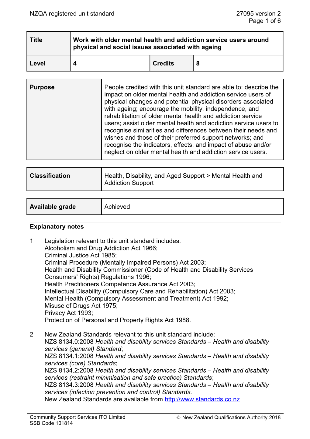 27095 Work with Older Mental Health and Addiction Service Users Around Physical and Social