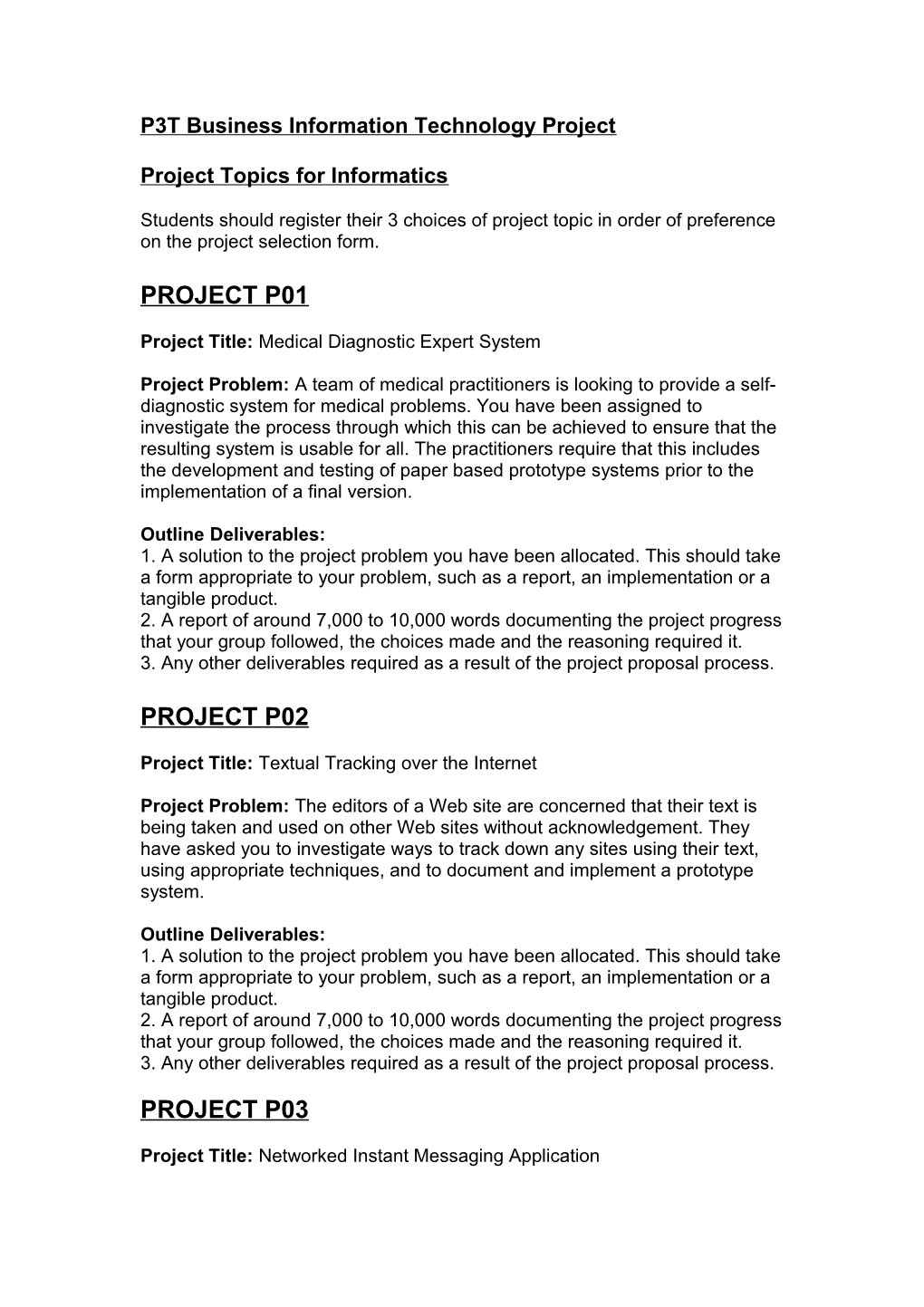 P3T Business Information Technology Project