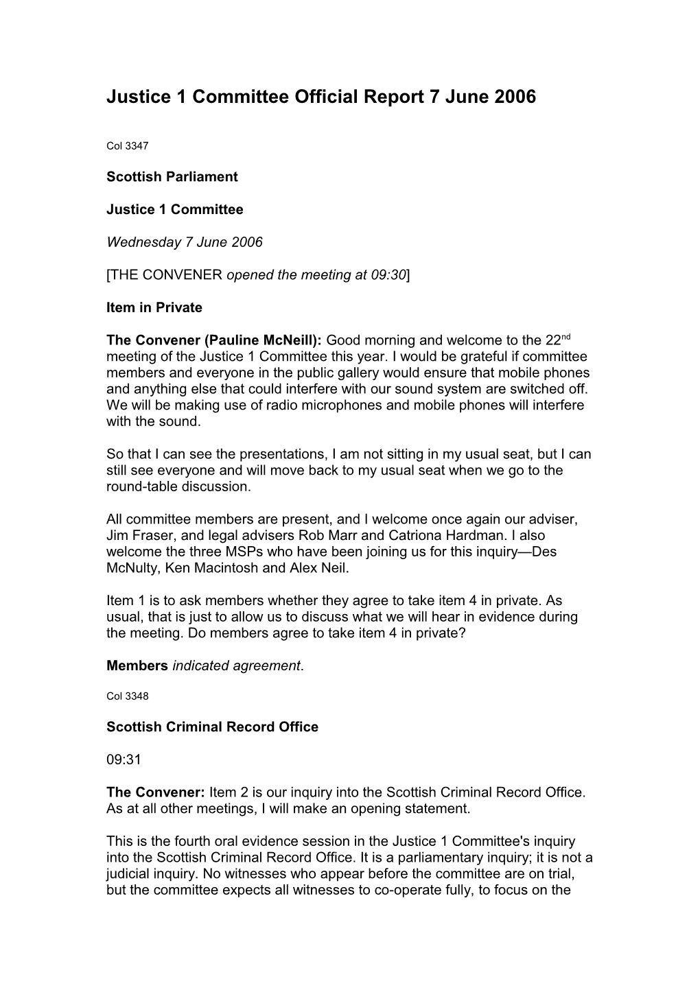 Justice 1 Committee Official Report 7 June 2006