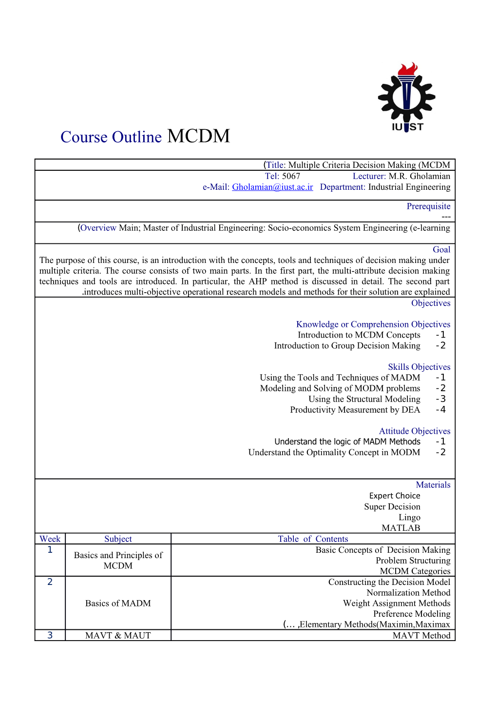 Course Outlinemcdm