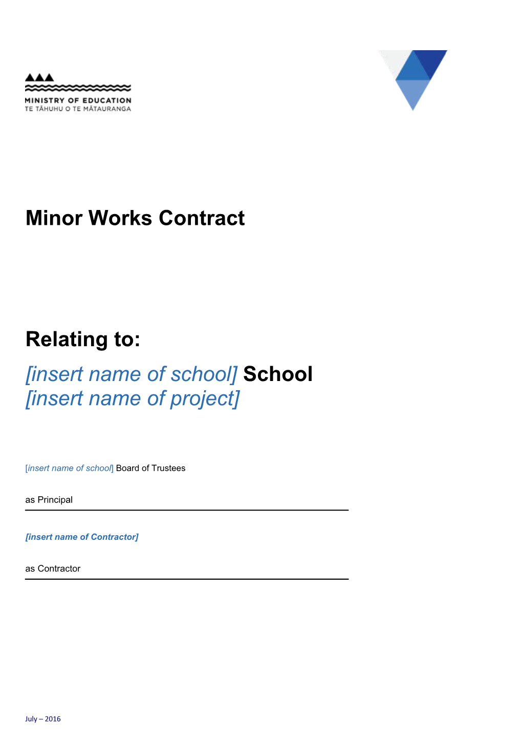Minor Works Contract Template