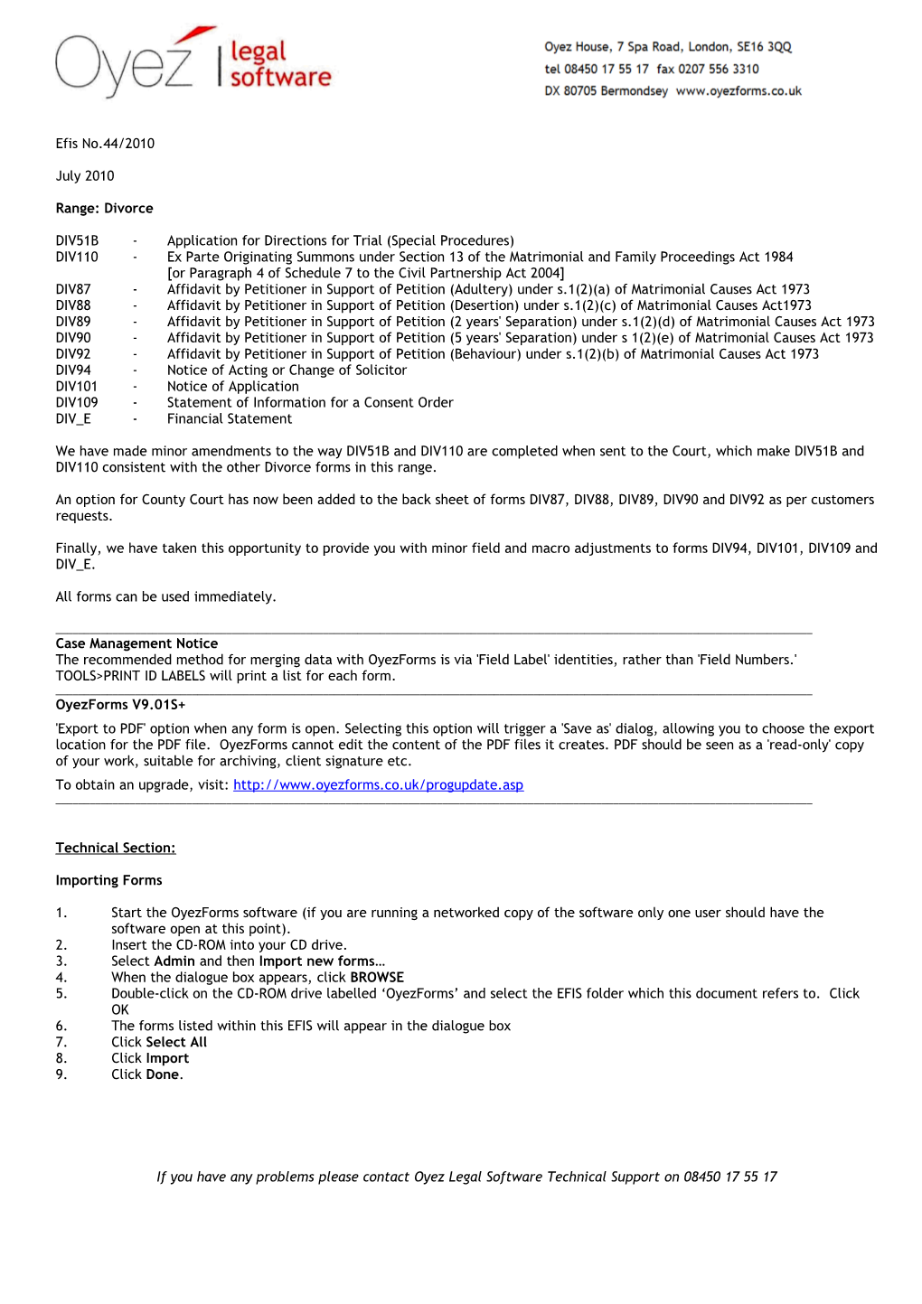 DIV51B-Application for Directions for Trial (Special Procedures)