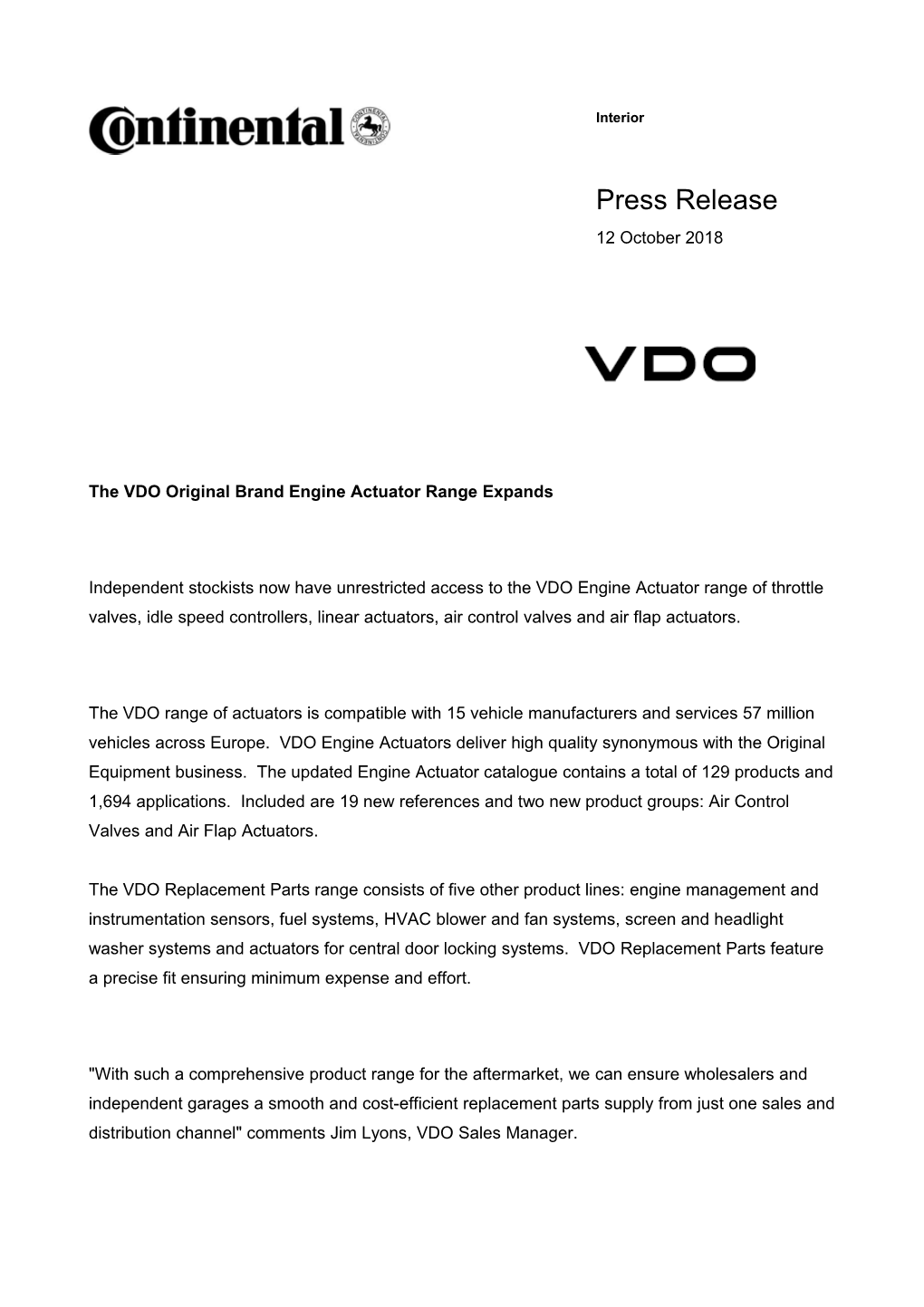 The Vdooriginalbrandengineactuatorrange Expands