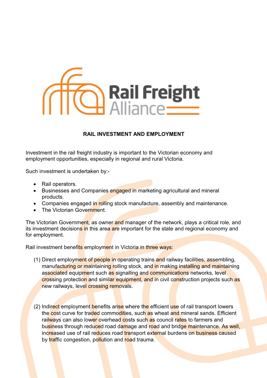 Rail Investment and Employment