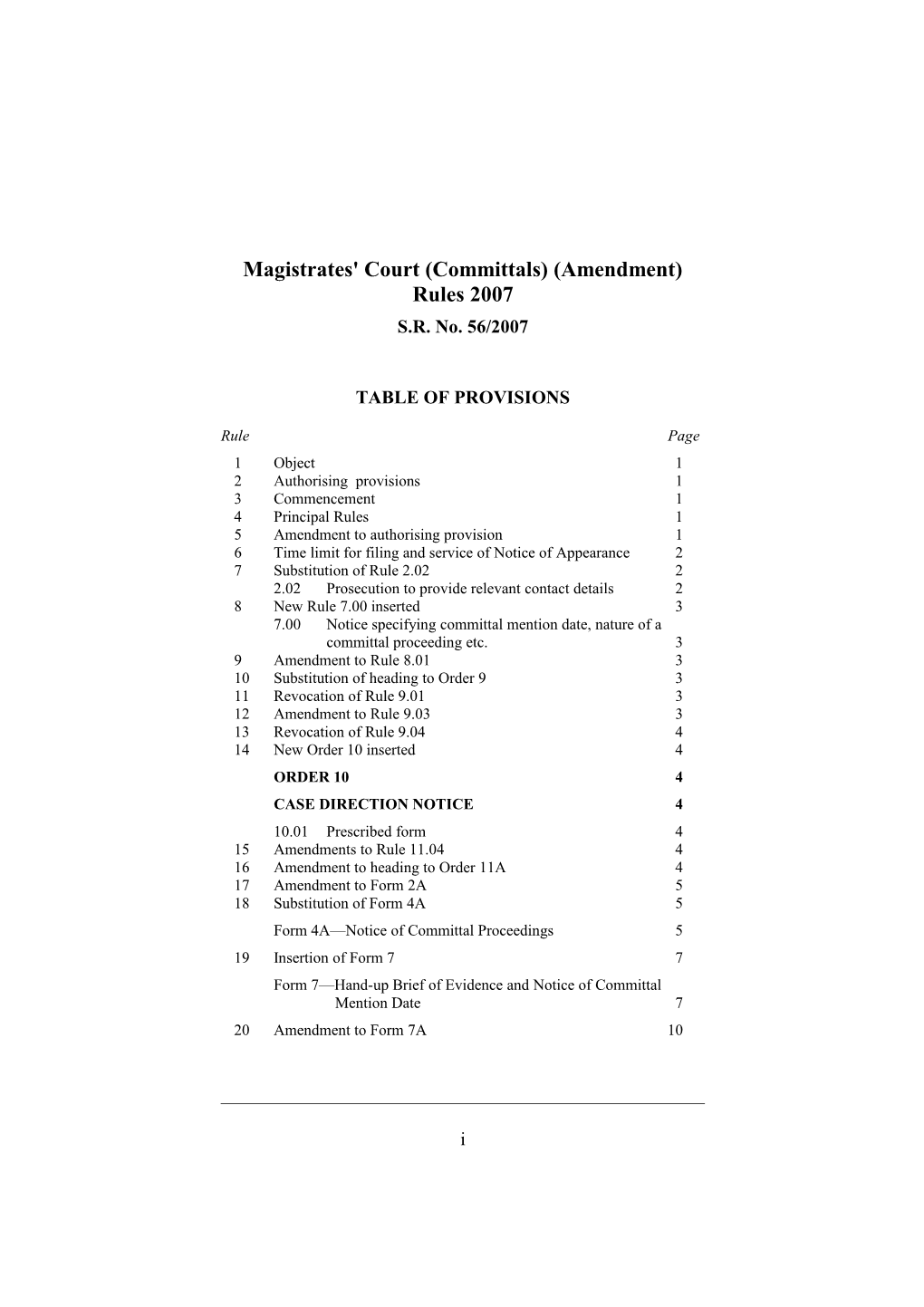 Magistrates' Court (Committals) (Amendment) Rules 2007