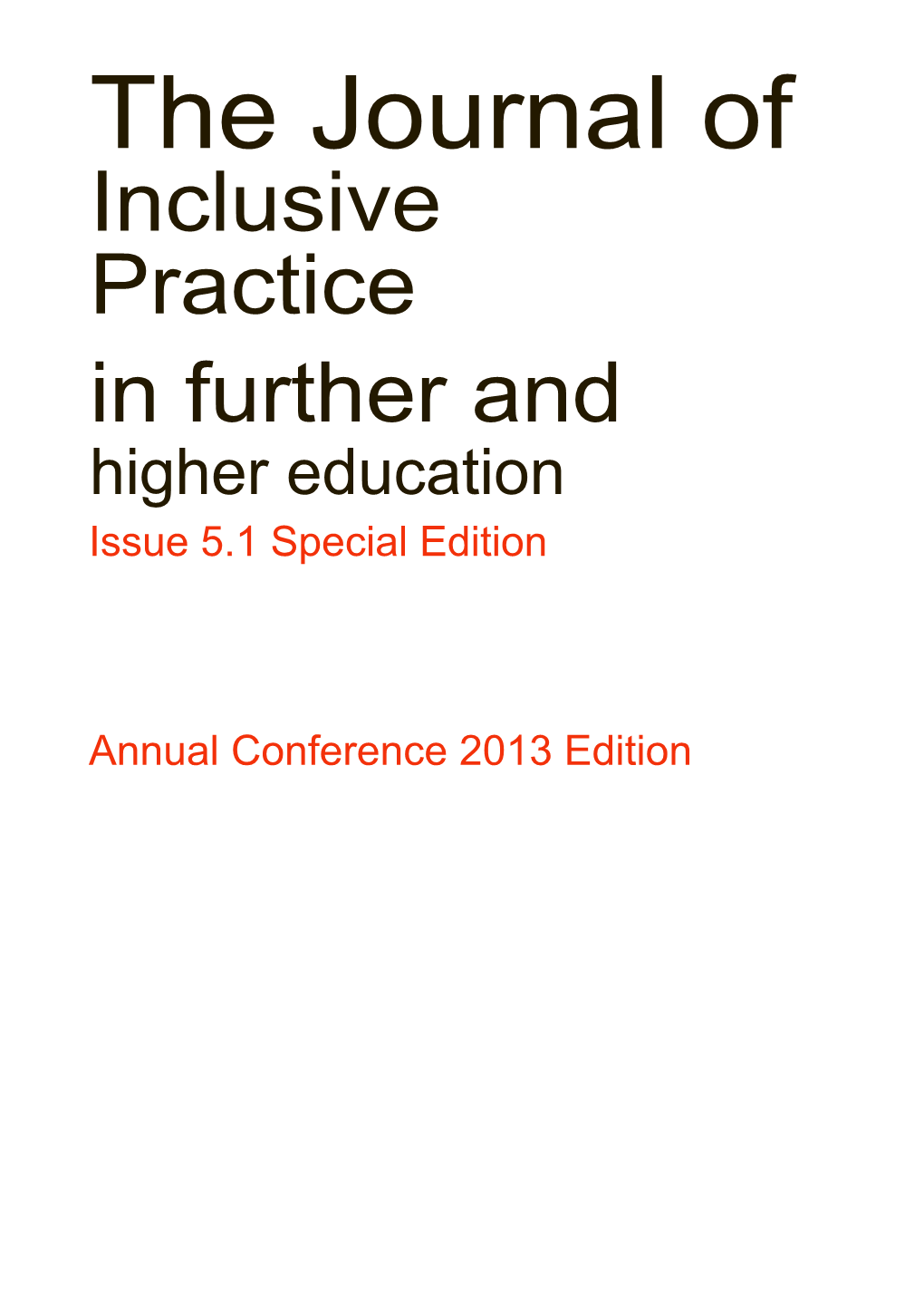 The Journal of Inclusive Practice