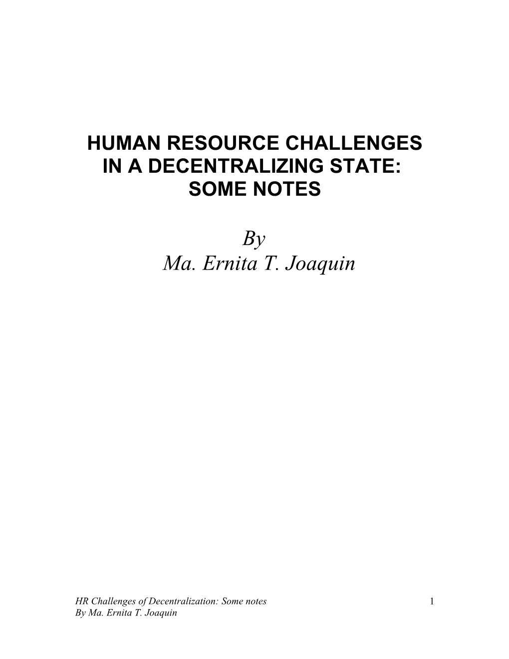 Hrm Challenges of a Decentralizing State