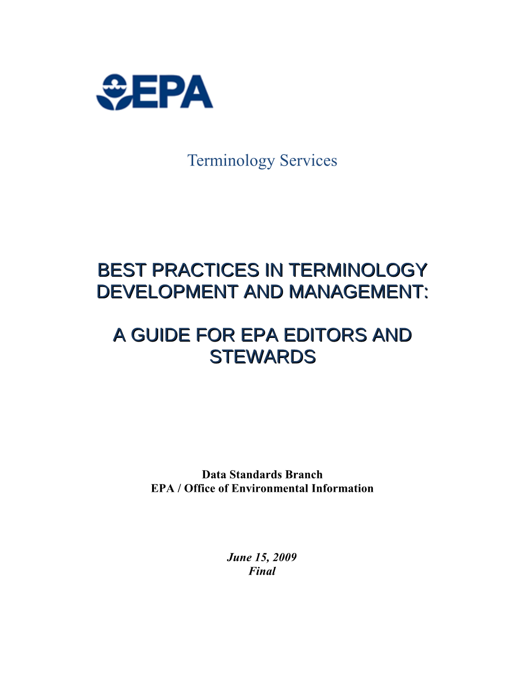 Proposed Outline for Terminology Development and Management Manual: a Guide for Editors