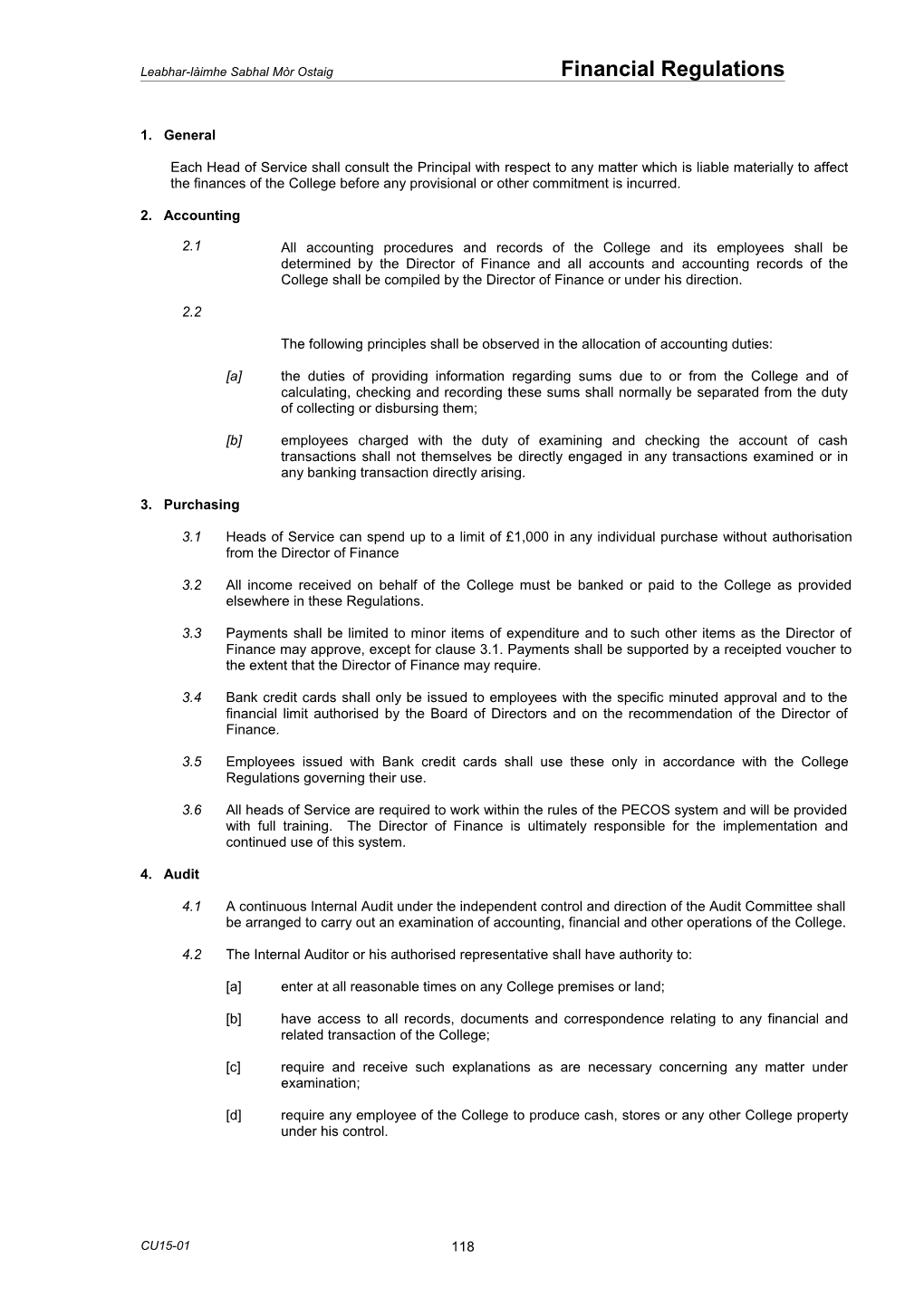 Leabhar-Làimhe Sabhal Mòr Ostaig Financial Regulations