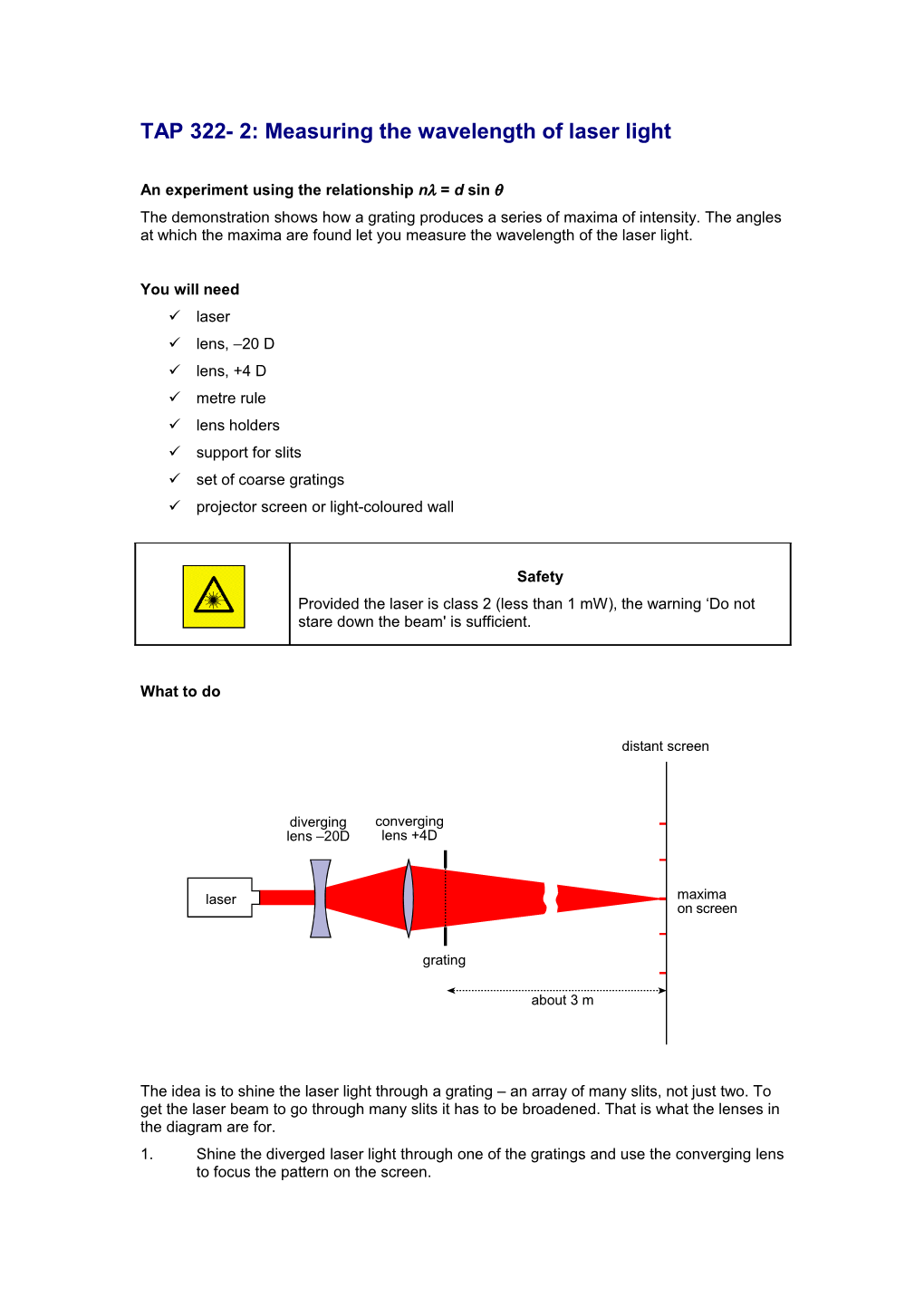 TAP 322- 2: Measuring the Wavelength of Laser Light