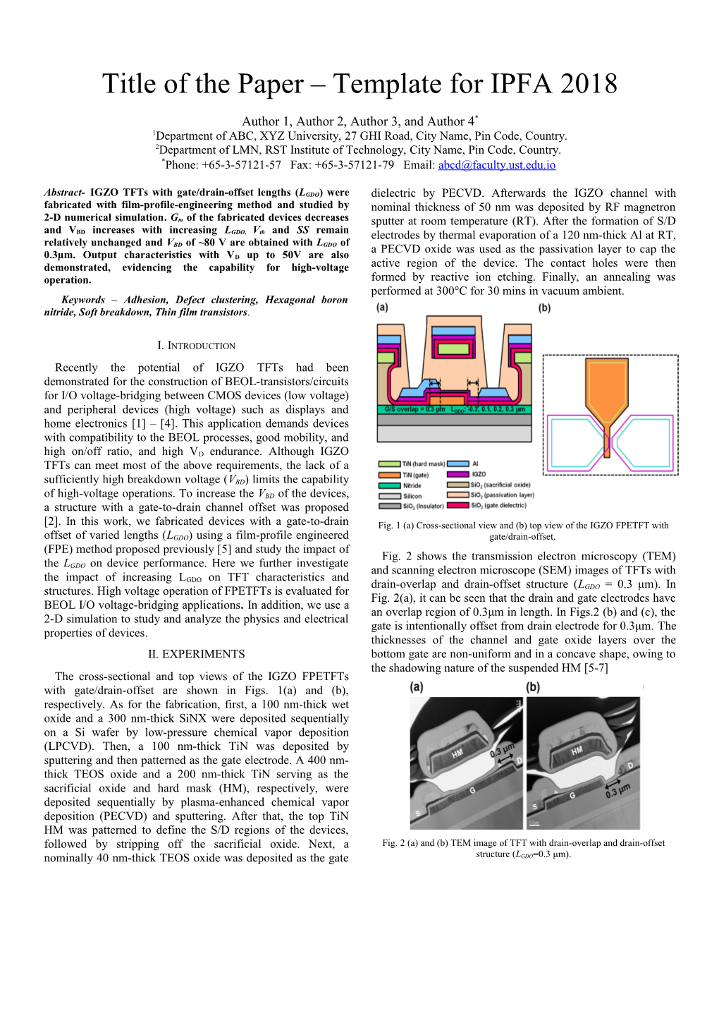 Instructions for Preparing Camera-Ready Manuscripts for IPFA 99