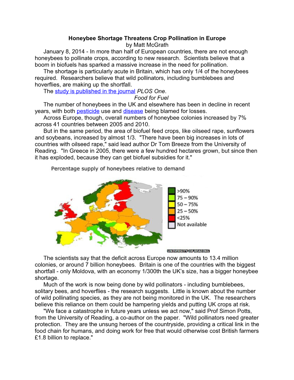 Honeybee Shortage Threatens Crop Pollination in Europe