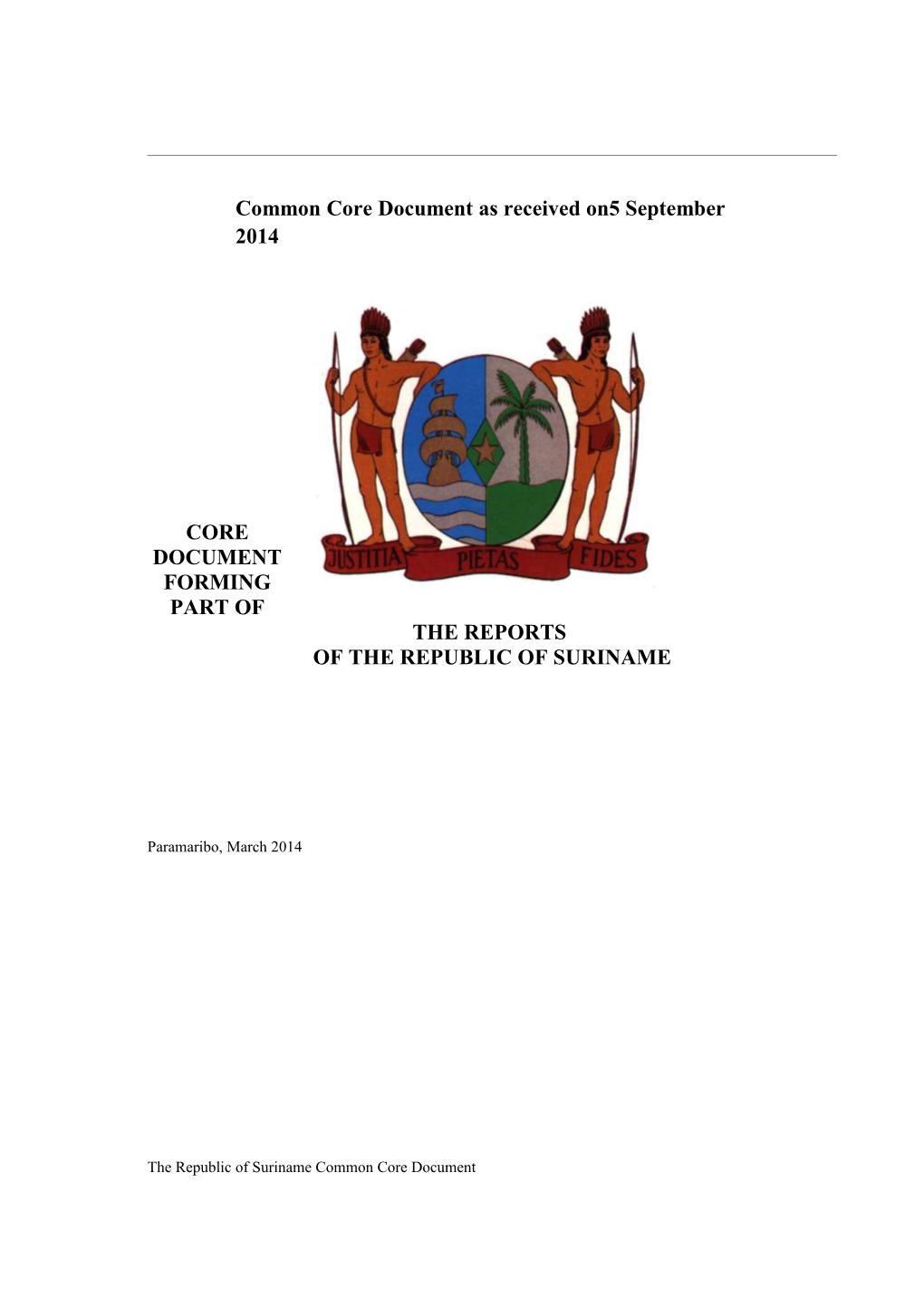 Common Core Document of the Republic of Suriname 2014