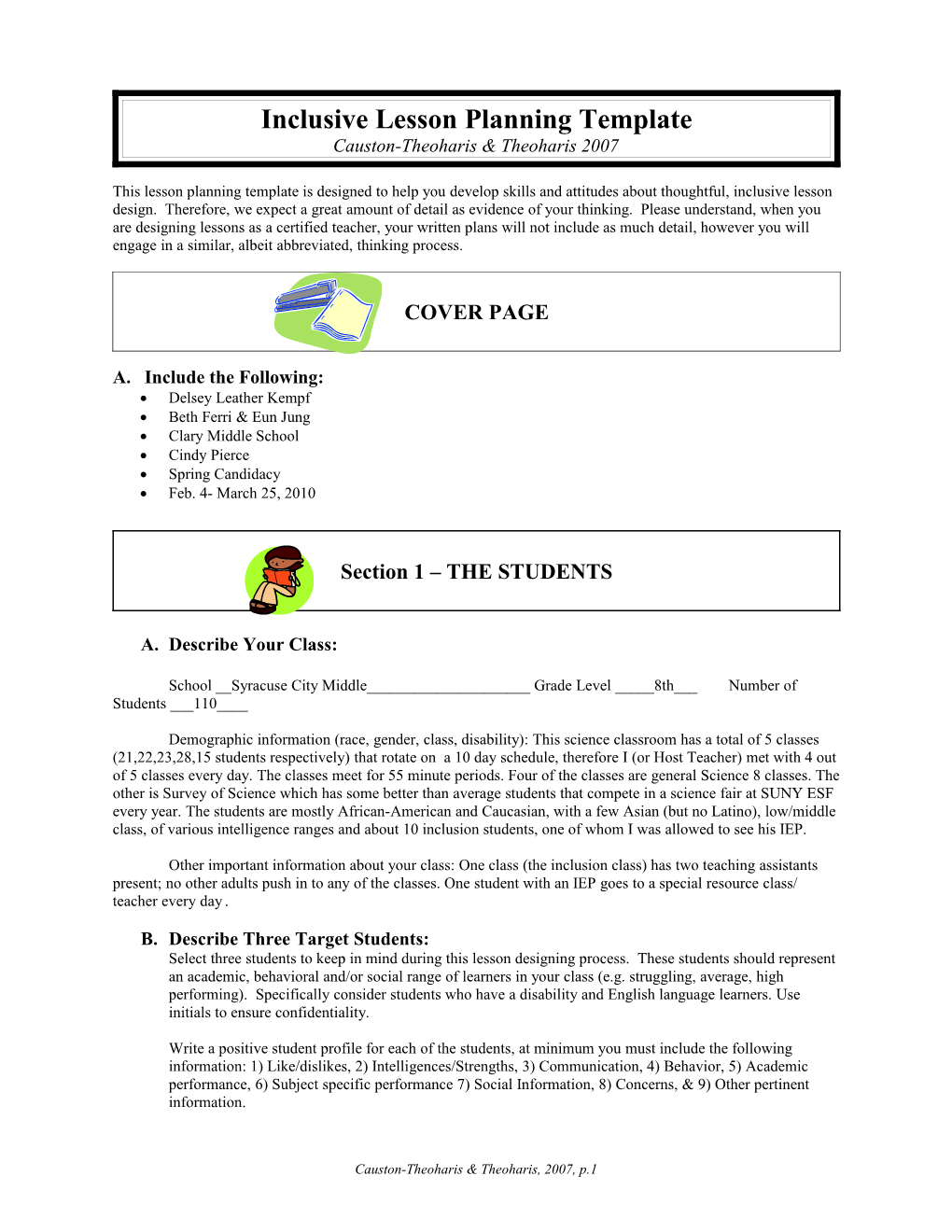 Inclusive Lesson Planning Template
