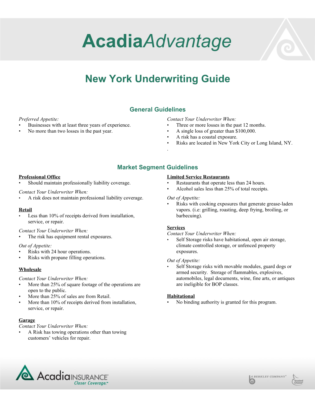 New York Underwriting Guide