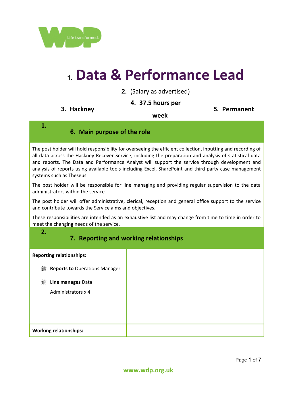 Data & Performance Lead
