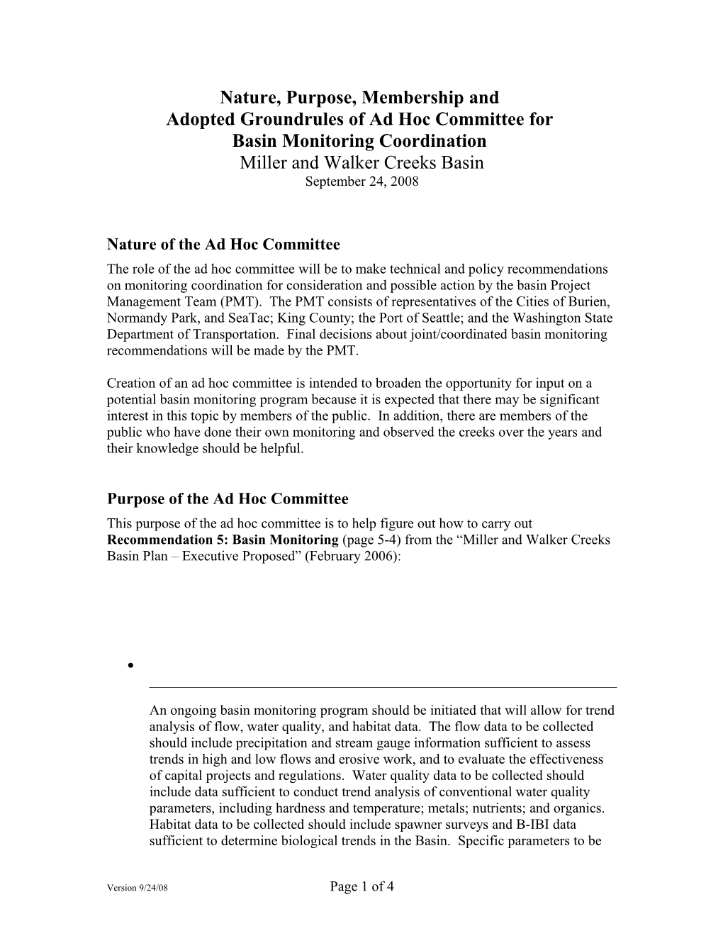 Proposed Approach Basin Monitoring