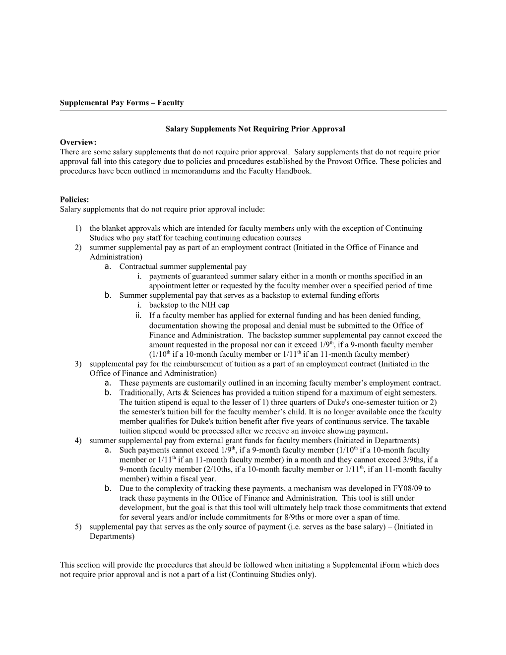 Supplemental Pay Forms Faculty