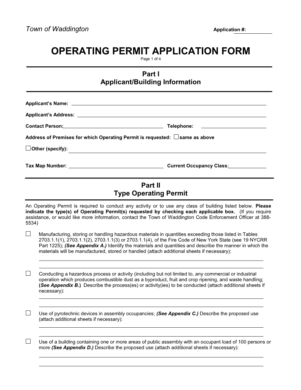 Operating Permit Application Form