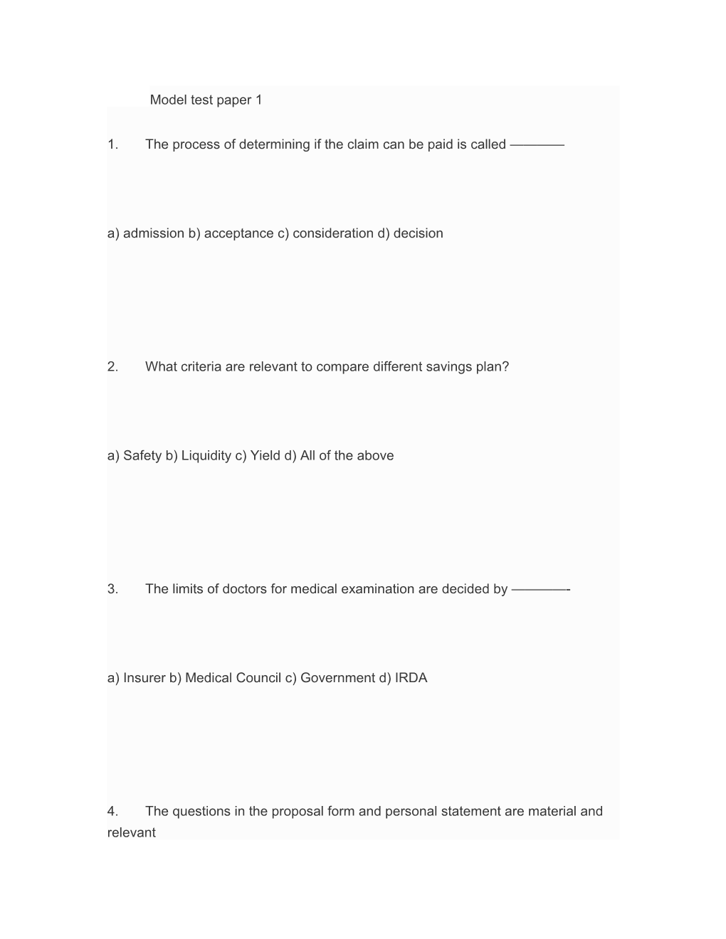 Model Test Paper 1