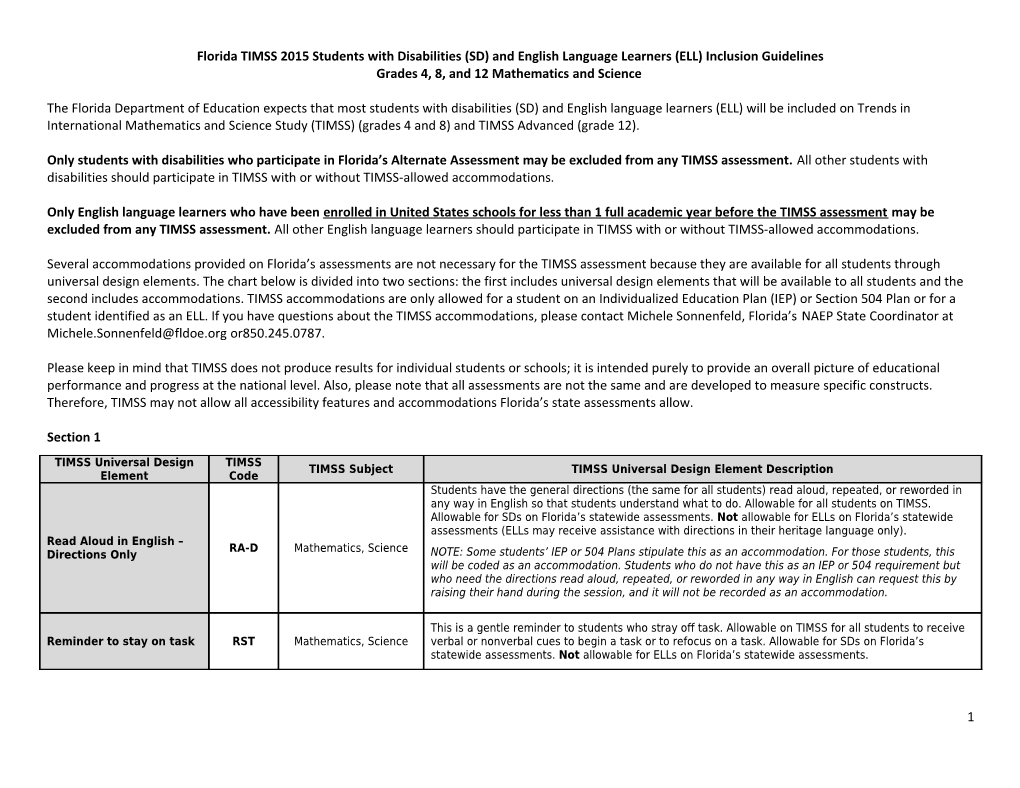 TIMSS 2015 Accommodations Guidelines (*, 10/27/2014)