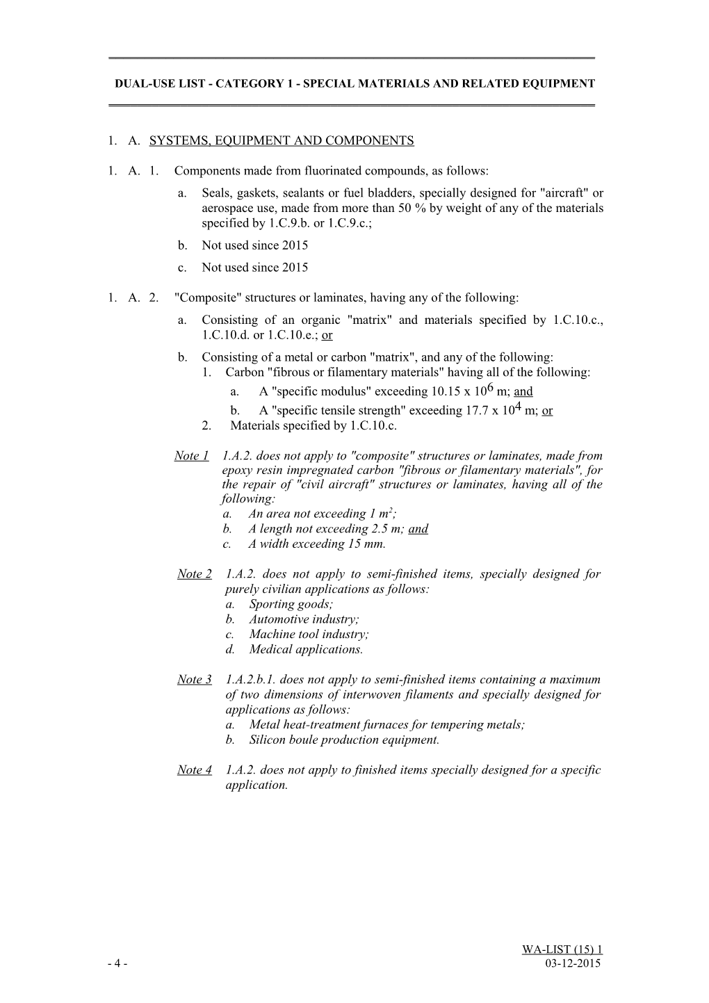 Dual-Use List - Category 1 - Special Materials and Related Equipment