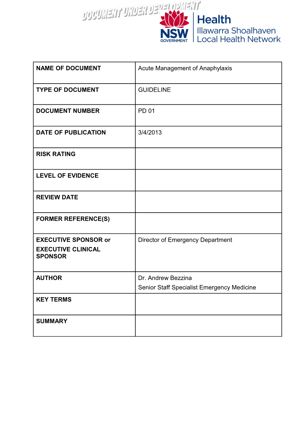 Acute Management of Anaphylaxis