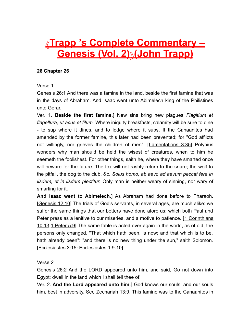 Trapp S Complete Commentary Genesis (Vol. 2) (John Trapp)