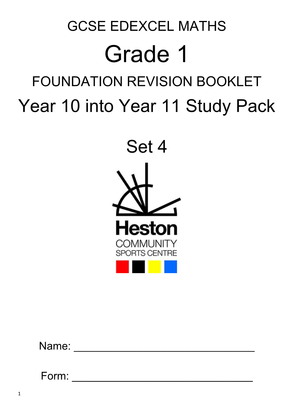 Year 10 Into Year 11 Study Pack
