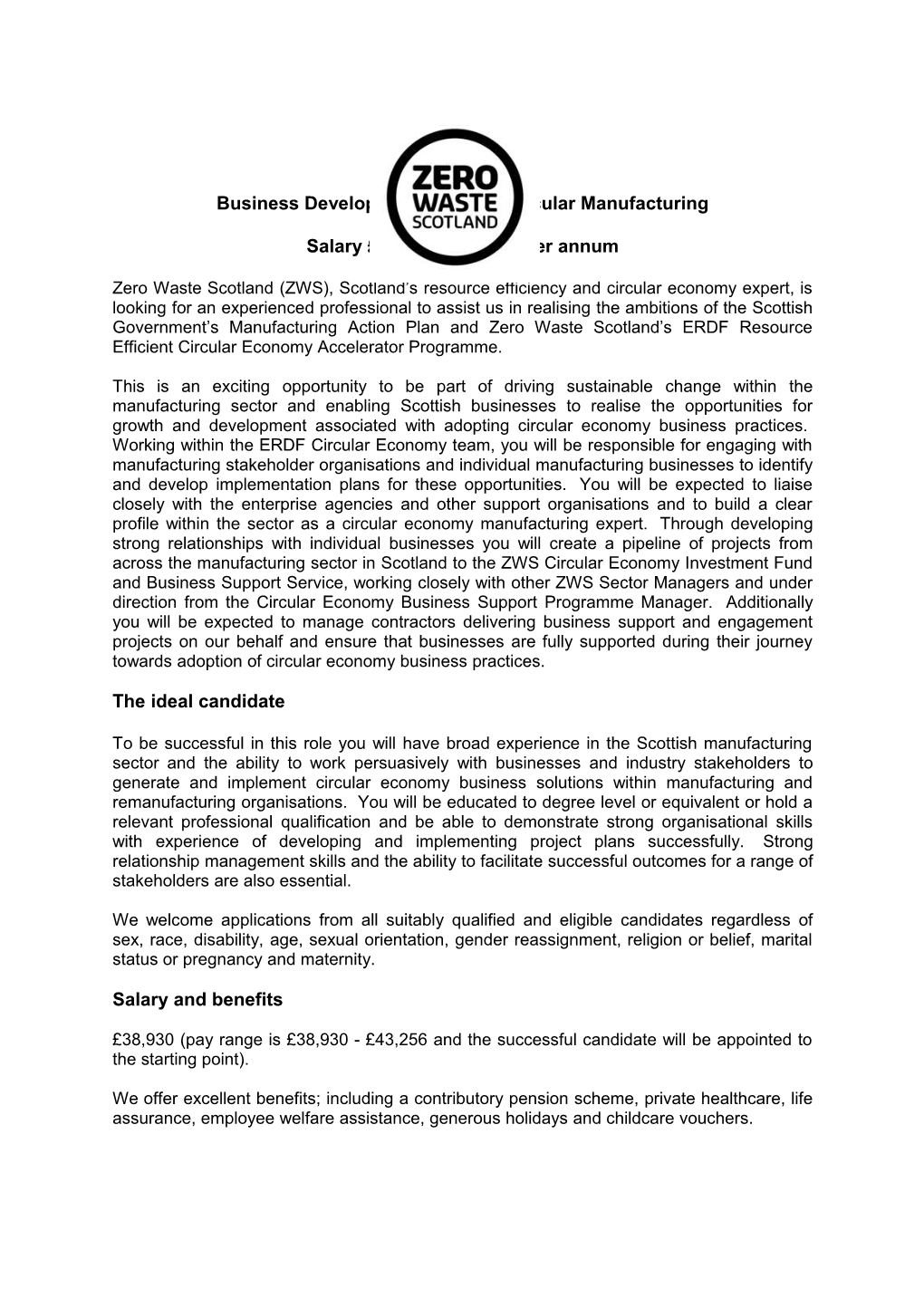 Business Development Lead for Circular Manufacturing