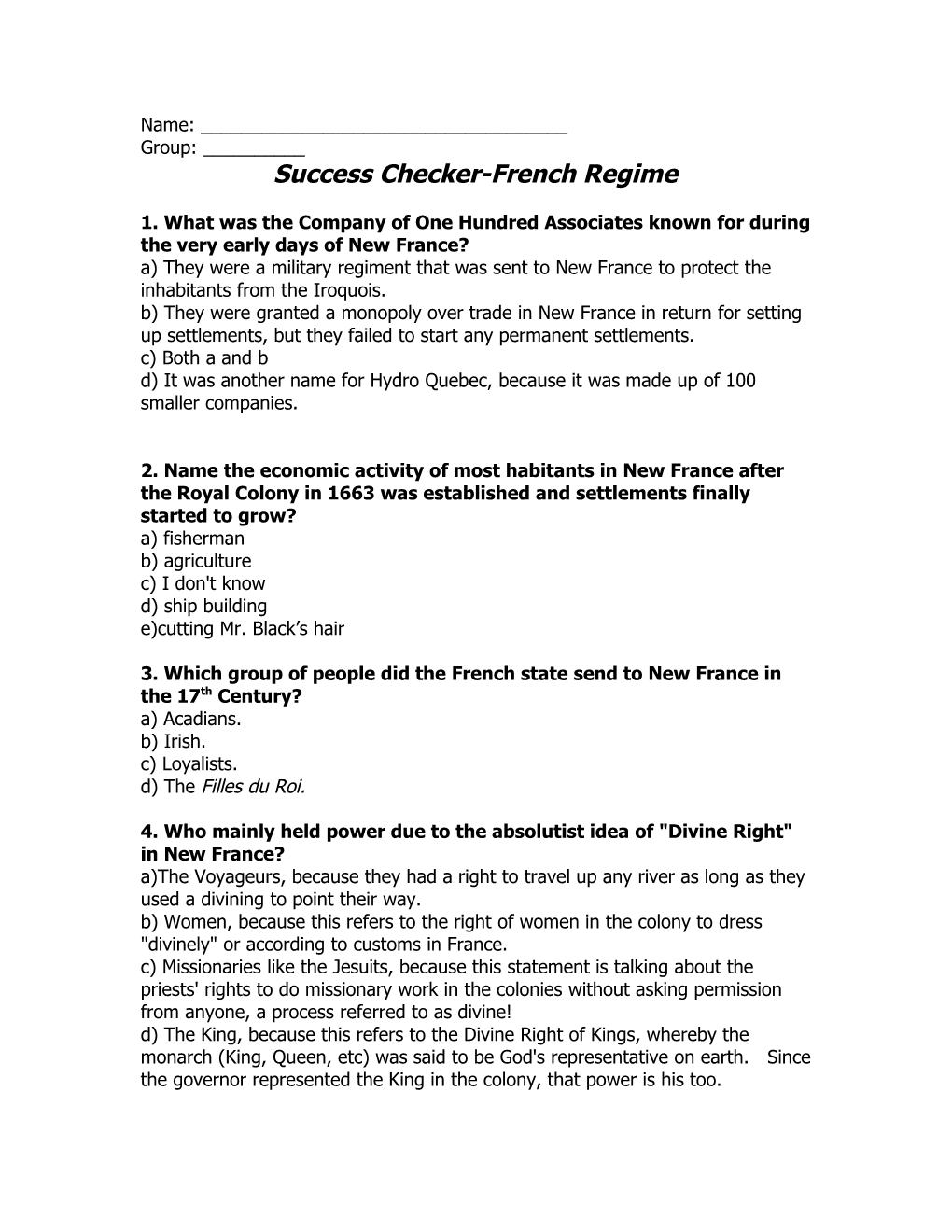 Success Checker-French Regime