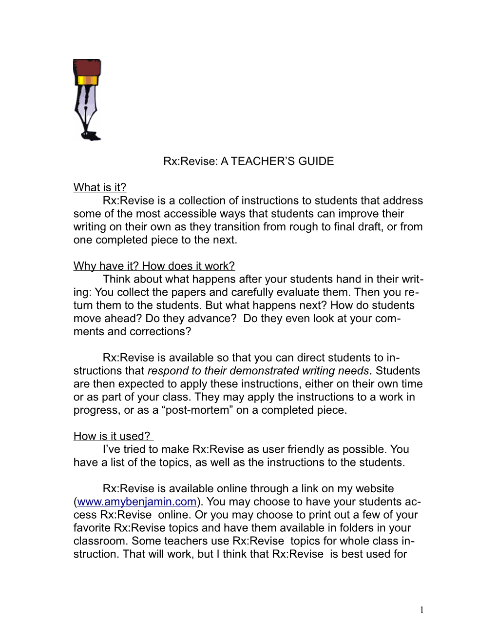 Rx:Revise: a TEACHER S GUIDE