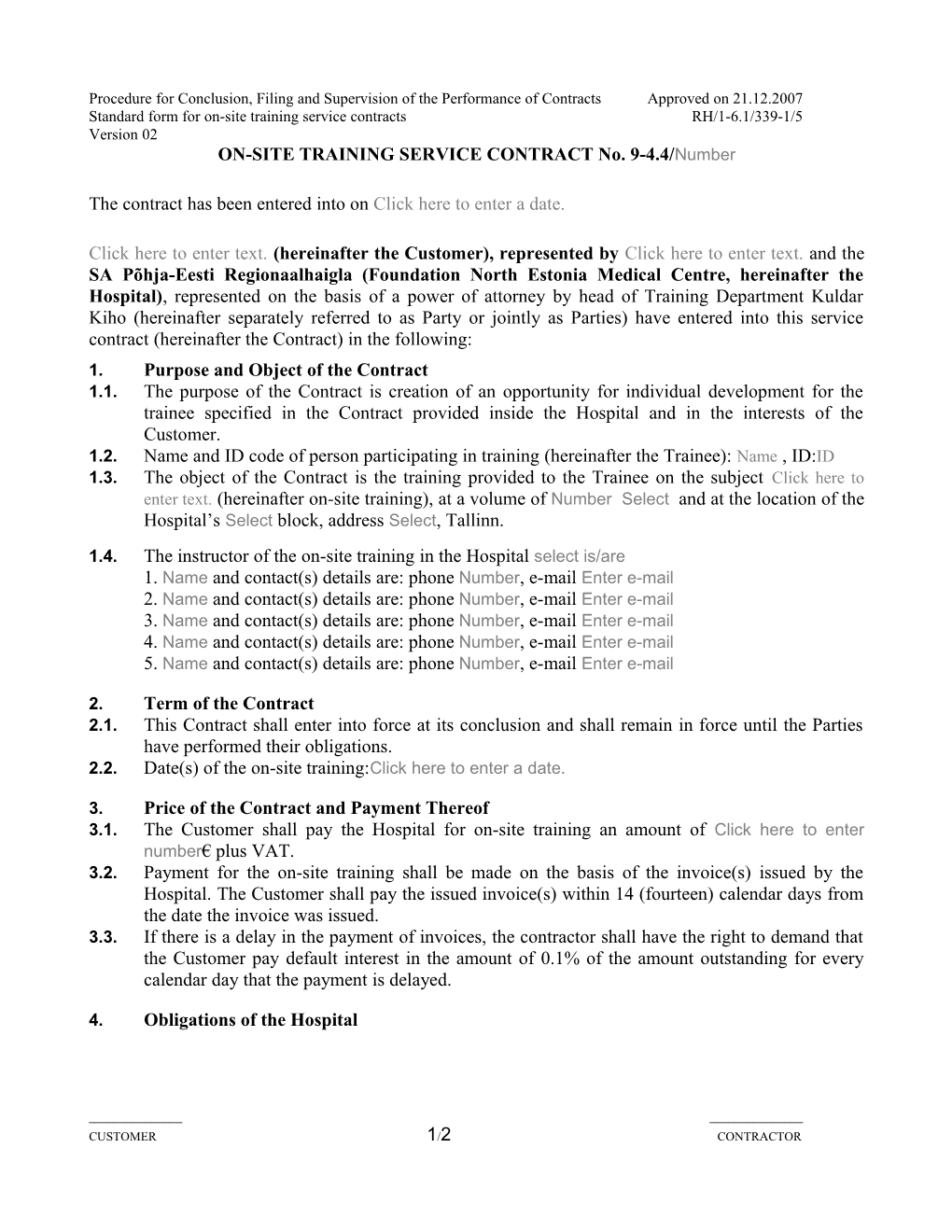 Procedure for Conclusion, Filing and Supervision of the Performance of Contractsapproved