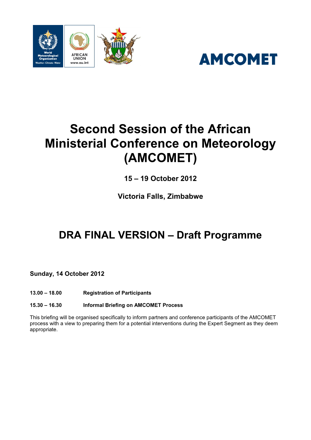 Second Session of the African Ministerial Conference on Meteorology (AMCOMET)