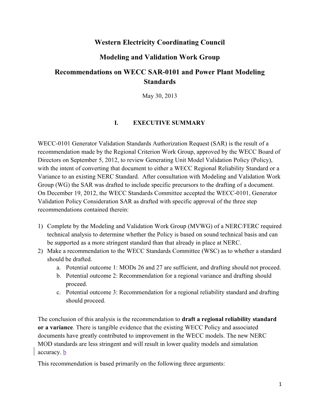 WECC-0101 MVWG Technical Study in Support of MOD 26 27 Variance