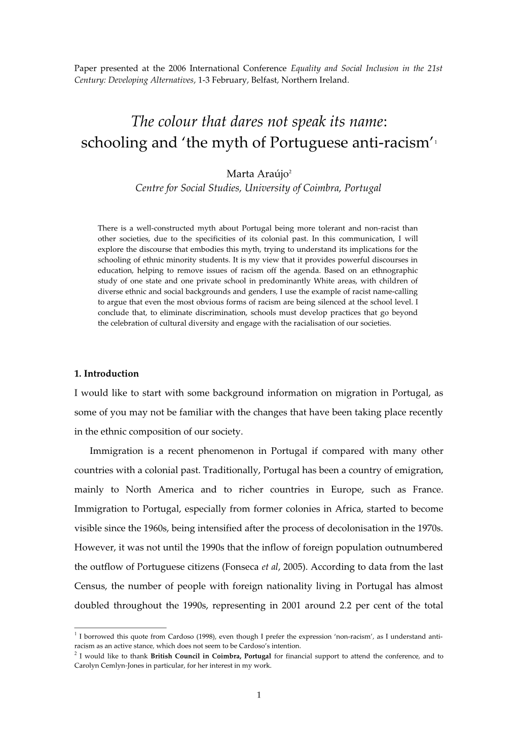 The Myth of Portuguese Anti-Racism